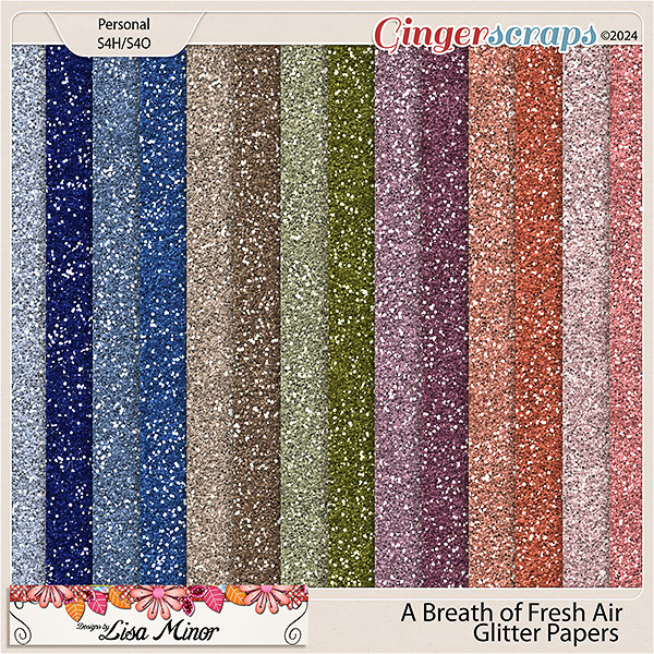 A Breath of Fresh Air Glitter Papers from Designs by Lisa Minor