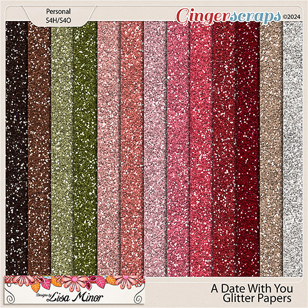 A Date With You Glitter Papers from Designs by Lisa Minor