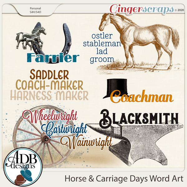 Horse & Carriage Days Word Art by ADB Designs