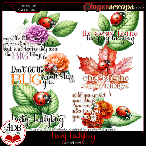 Lucky Ladybug Word Art by ADB Designs