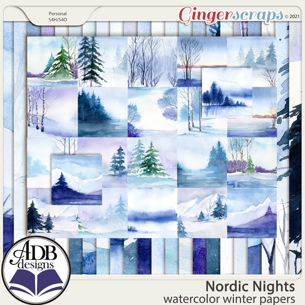 Nordic Nights Watercolor Papers by ADB Designs