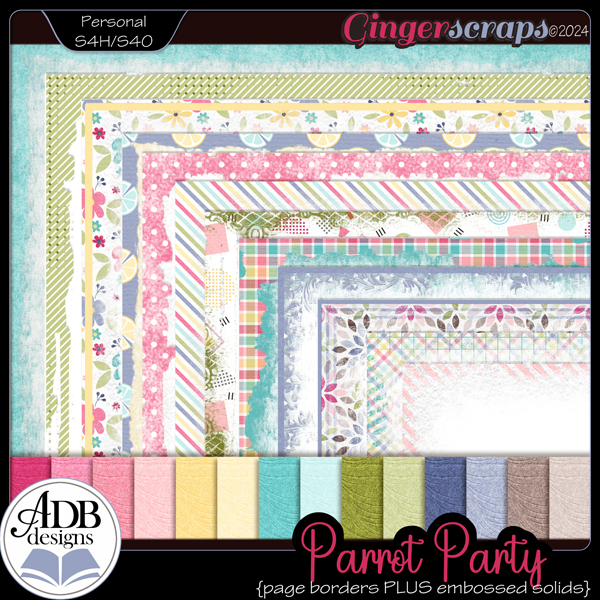 Parrot Party Page Borders with Embossed Papers by ADB Designs