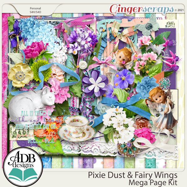 Pixie Dust & Fairy Wings Page Kit by ADB Designs