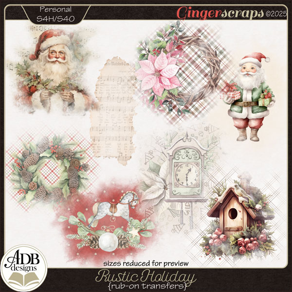 Rustic Holiday Rub-On Transfers by ADB Designs