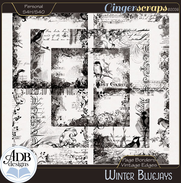 Winter Bluejays Page Borders by ADB Designs