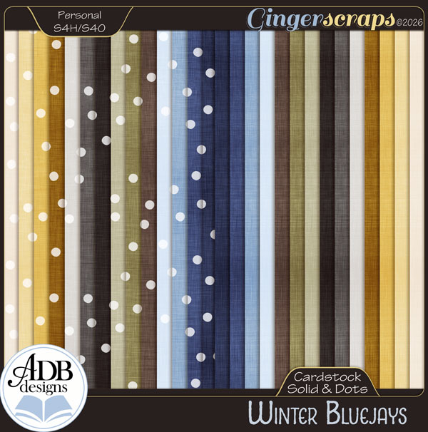 Winter Bluejays Cardstock Solid & Dotted Papers by ADB Designs