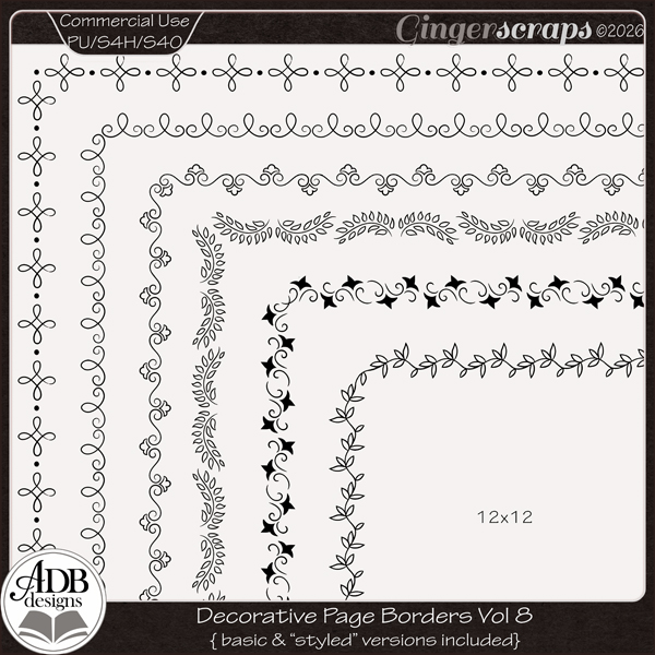 Decorative Page Borders Vol 08 by ADB Designs CU/PU