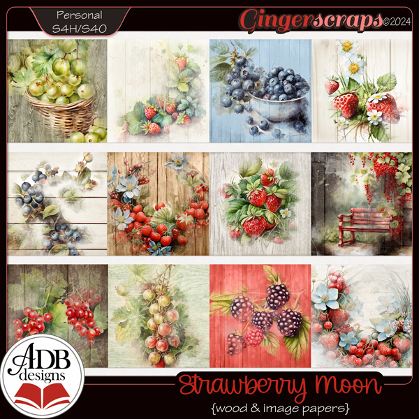 Strawberry Moon Wood Papers by ADB Designs