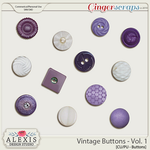 Vintage Buttons Vol. 1 - CU by Alexis Design Studio