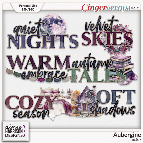 Aubergine Titles by Aimee Harrison