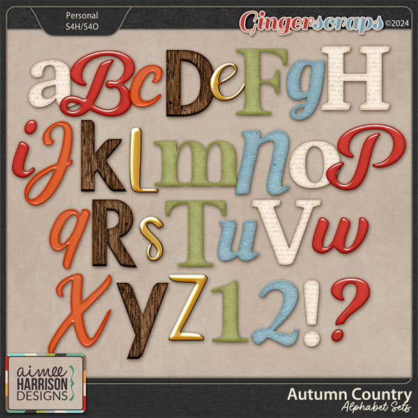 Autumn Country Alphabet Sets by Aimee Harrison