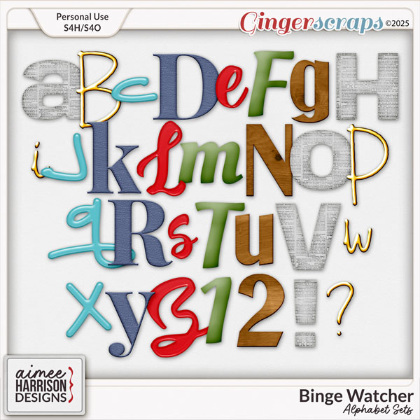 Binge Watcher Alphabet Sets by Aimee Harrison
