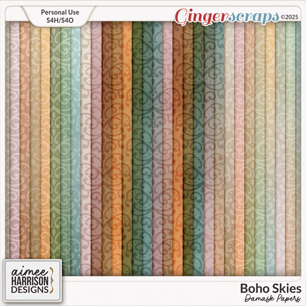 Boho Skies Damask Papers by Aimee Harrison