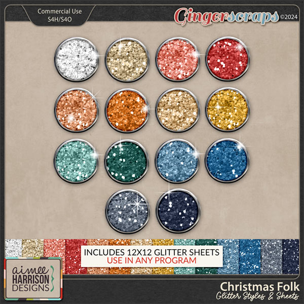 Christmas Folk Glitters by Aimee Harrison