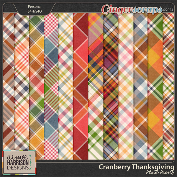 Cranberry Thanksgiving Plaid Papers by Aimee Harrison