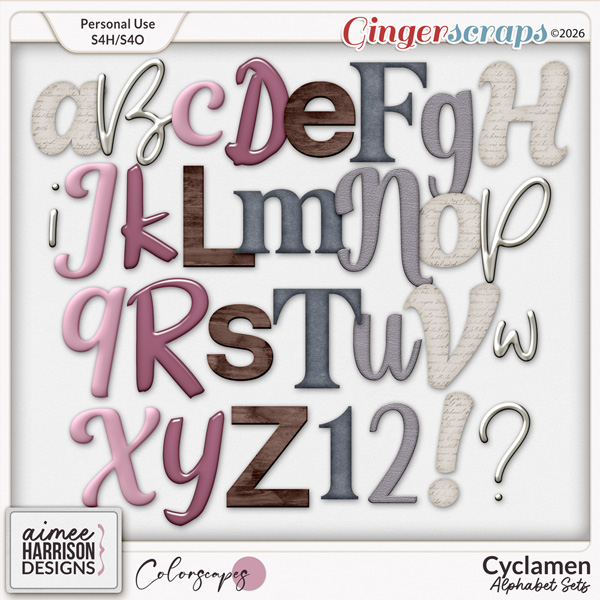 Cyclamen Alphabet Sets by Aimee Harrison