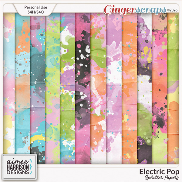 Electric Pop Splatter Papers by Aimee Harriso