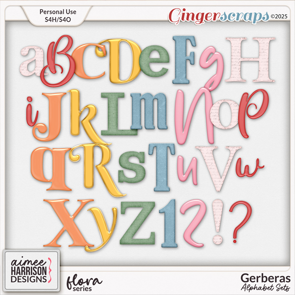 Gerberas Alphabet Sets by Aimee Harrison