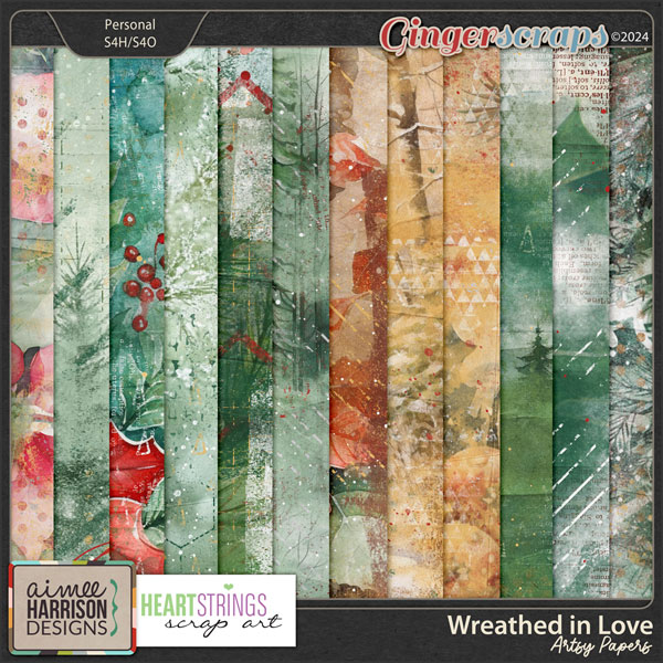 Wreathed In Love Artsy Papers by Aimee Harrison & Heartstrings Scrap Art