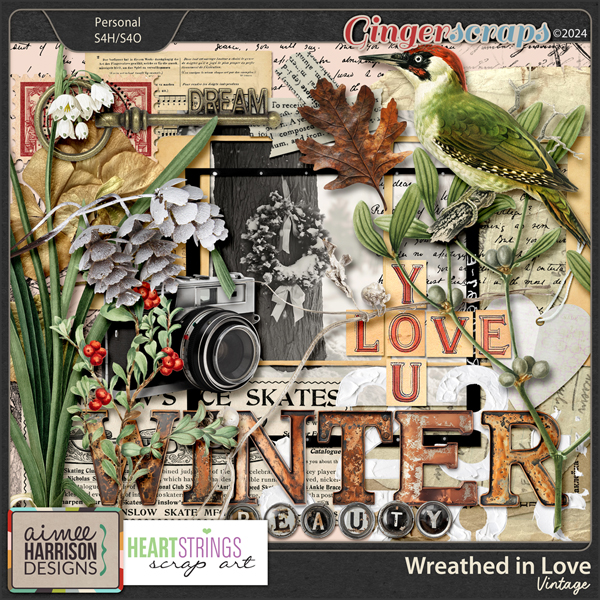 Wreathed In Love Vintage Pack by Aimee Harrison & Heartstrings Scrap Art