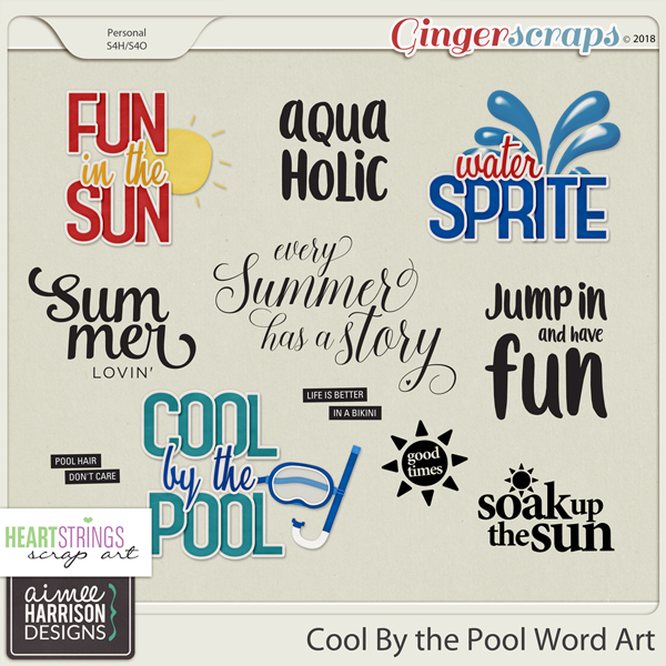 Cool By the Pool Word Art by Aimee Harrison and HSA