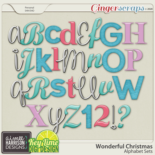 Wonderful Christmas Alpha Sets by Aimee Harrison and Key Lime Digi Design