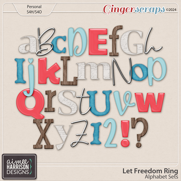 Let Freedom Ring Alphabet Sets by Aimee Harrison