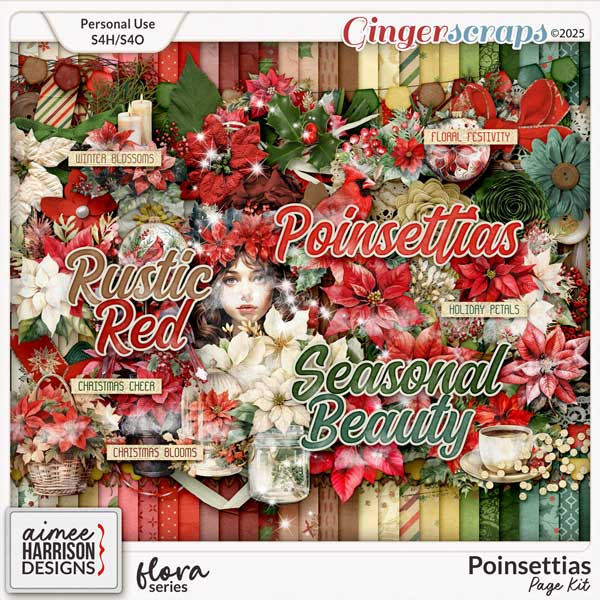 Poinsettias Page Kit by Aimee Harrison