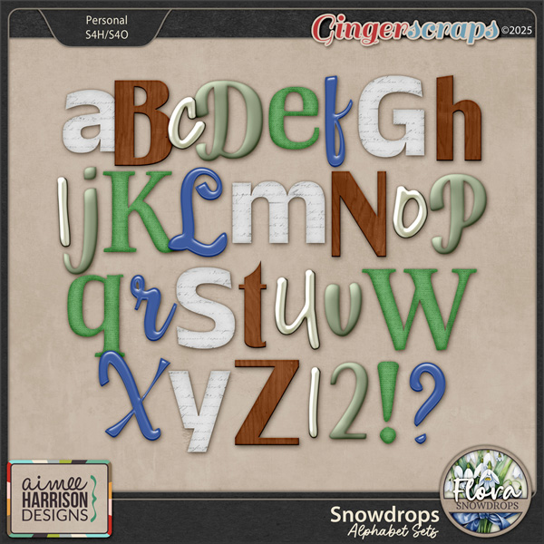 Snowdrops Alphabet Sets by Aimee Harrison