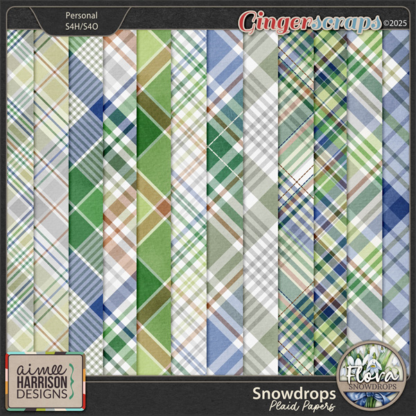 Snowdrops Plaid Papers by Aimee Harrison