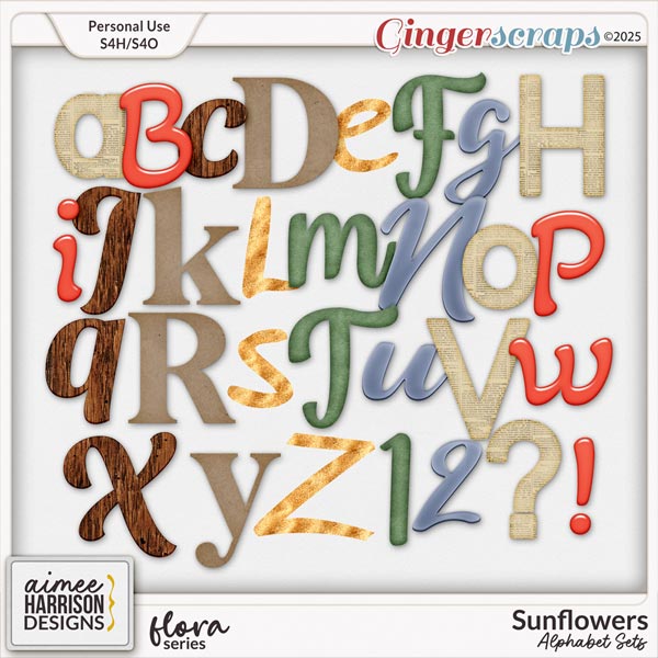 Sunflowers Alphabet Sets by Aimee Harrison