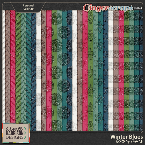 Winter Blues Glittery Papers by Aimee Harrison