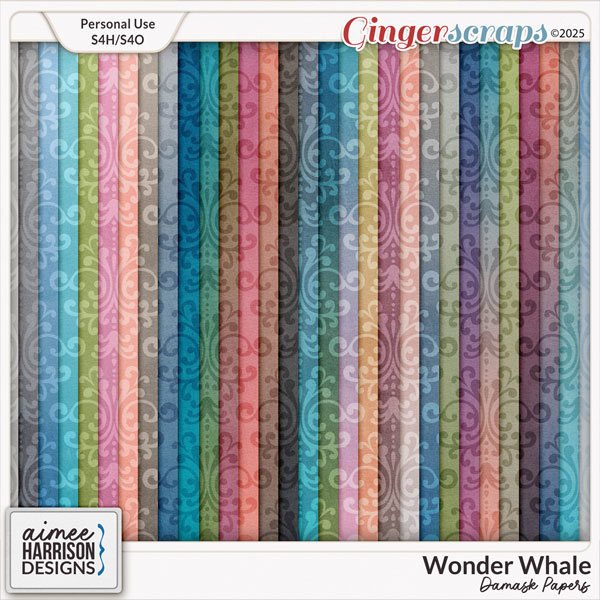 Wonder Whale Damask Papers by Aimee Harrison