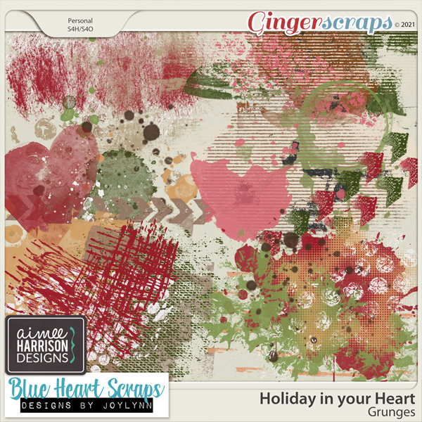 Holiday in your Heart Grunges by Aimee Harrison and Blue Heart Scraps