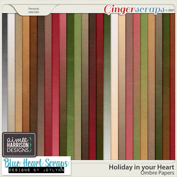 Holiday in your Heart Ombre Papers by Aimee Harrison and Blue Heart Scraps
