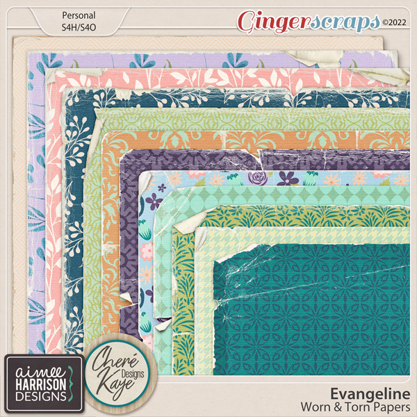 Evangeline Worn Papers by Aimee Harrison and Chere Kaye Designs