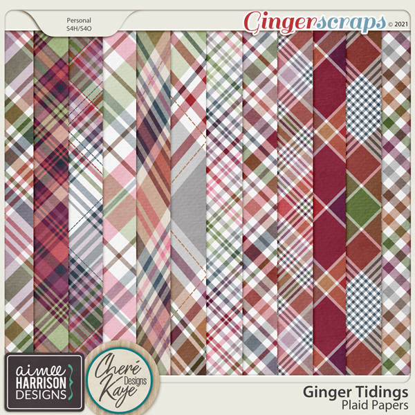 Ginger Tidings Plaid Papers by Aimee Harrison and Chere Kaye Designs