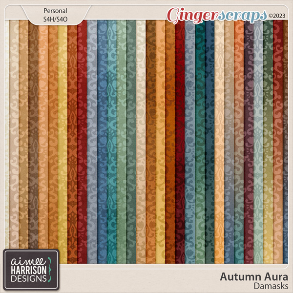 Autumn Aura Damask Papers by Aimee Harrison