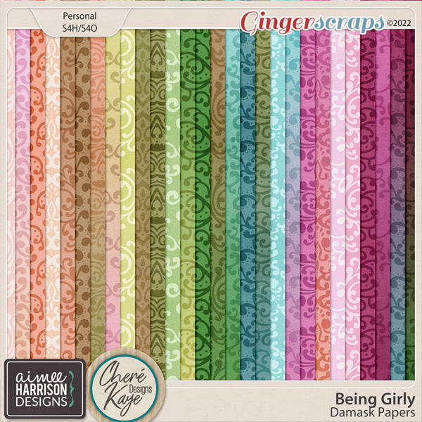 Being Girly Damask Papers by Aimee Harrison and Chere Kaye Designs