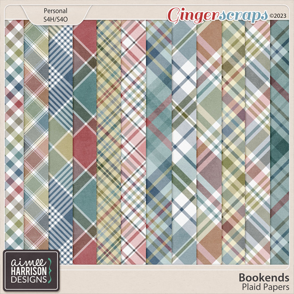 Bookends Plaid Papers by Aimee Harrison