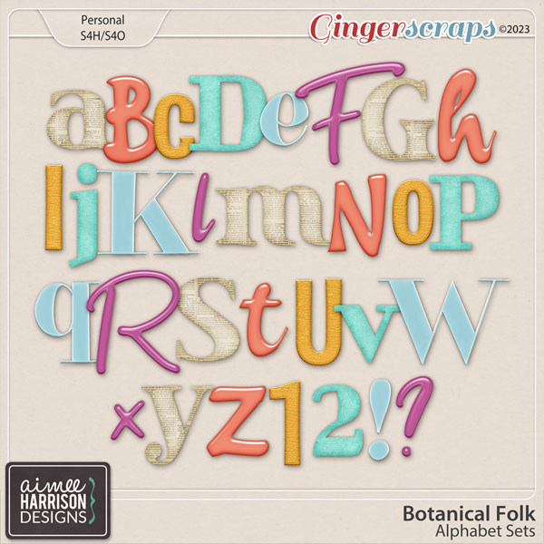 Botanical Folk Alpha Sets by Aimee Harrison