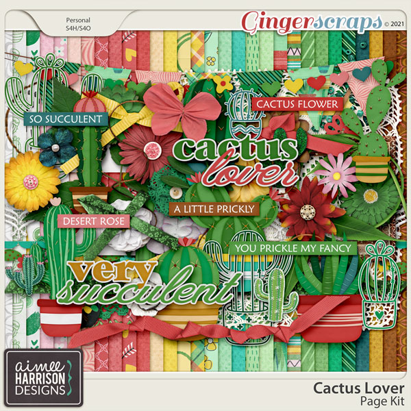 Cactus Lover Page Kit by Aimee Harrison