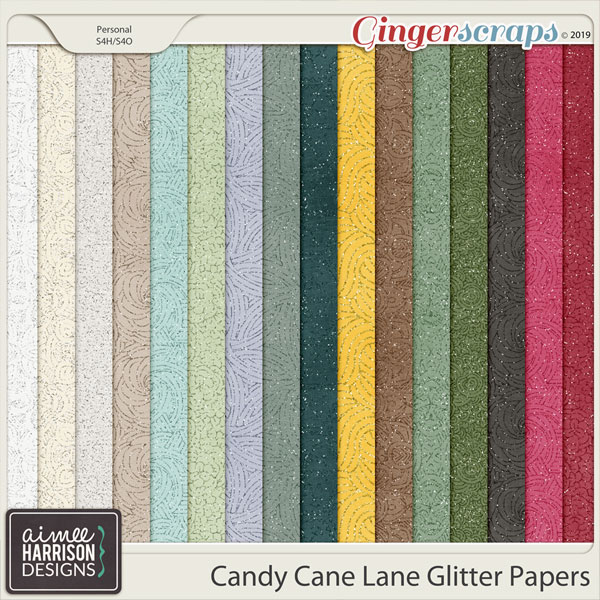 Candy Cane Lane Glitter Papers by Aimee Harrison