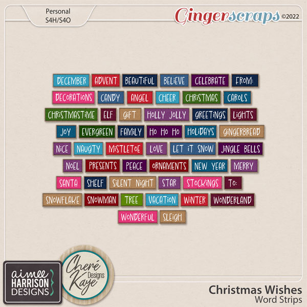 Christmas Wishes Word Strips by Aimee Harrison and Chere Kaye Designs