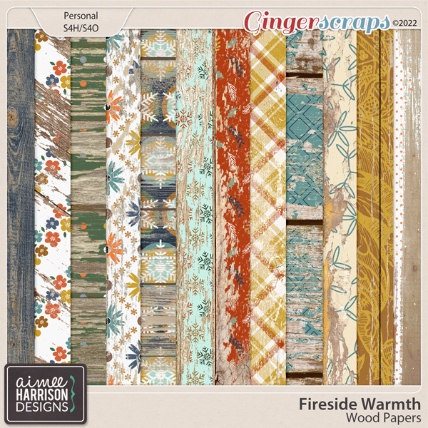 Fireside Warmth Wood Papers by Aimee Harrison