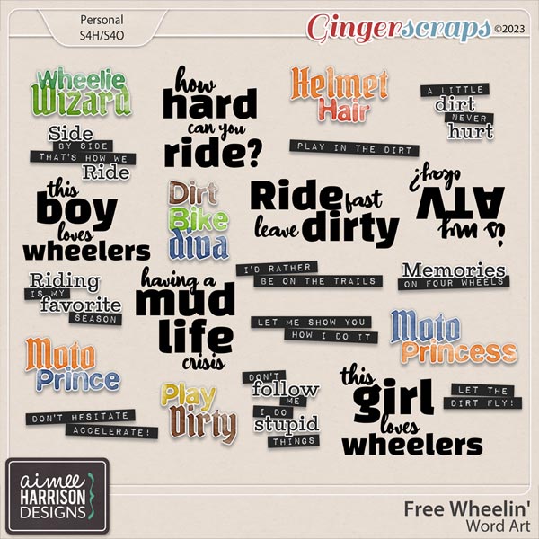 Free Wheelin' Word Art by Aimee Harrison