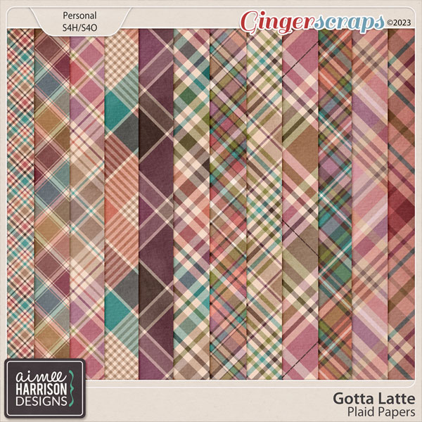 Gotta Latte Plaid Papers by Aimee Harrison