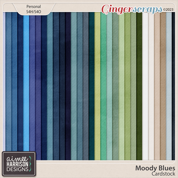 Moody Blues Cardstock Papers by Aimee Harrison