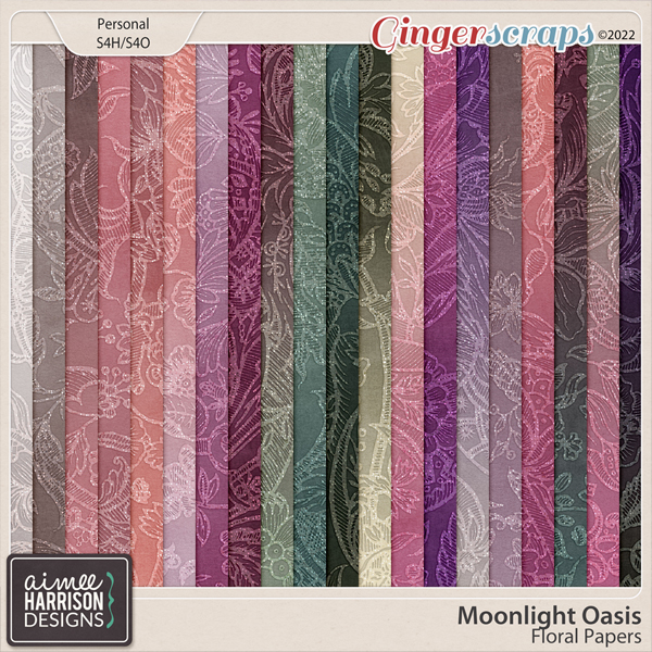 Moonlight Oasis Floral Papers by Aimee Harrison