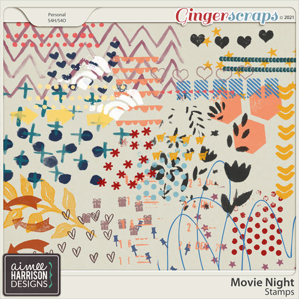 Movie Night Stamps by Aimee Harrison